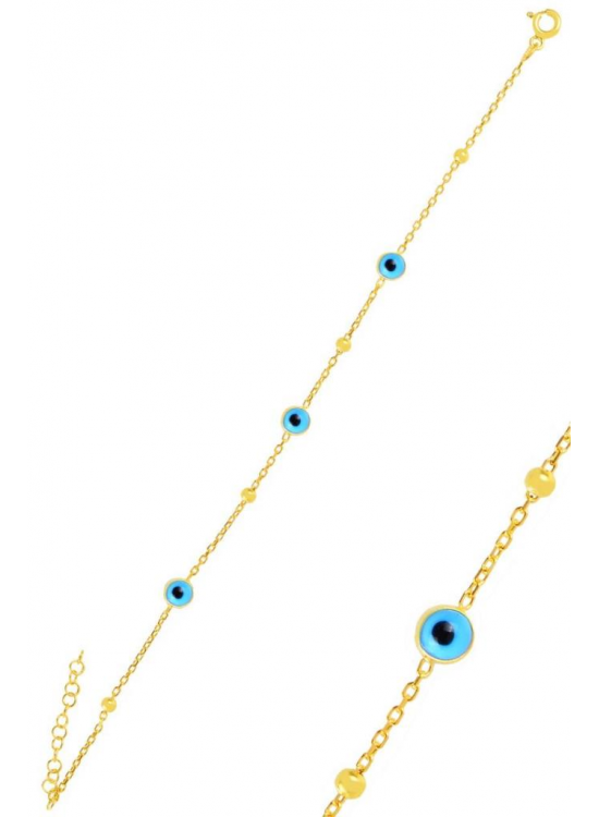 Silver Gold Gilded Glass Eye Evil Eye Double Sided Bracelet