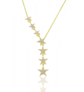 Silver Gold Gilded Zircon Stone Shooting Star Necklace