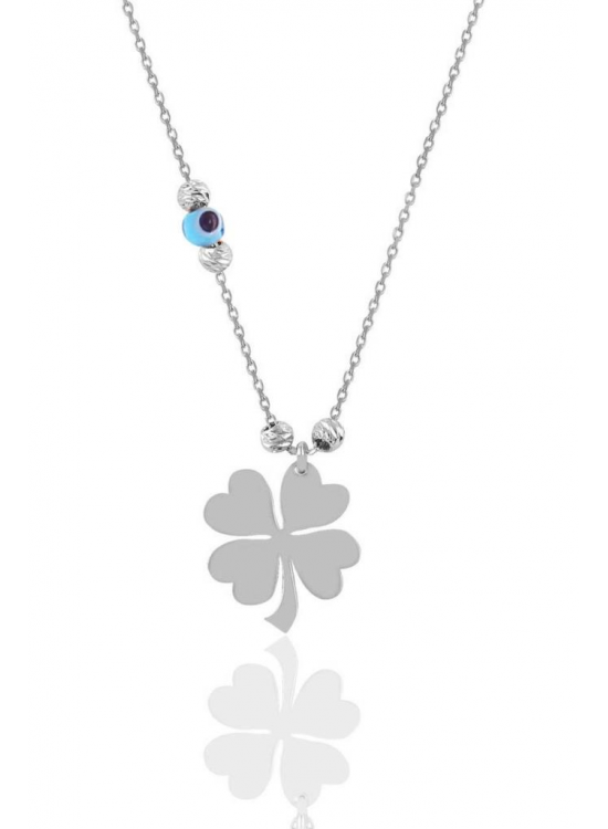 Silver Rhodium Evil Eye Dorica Bulk Clover Necklace