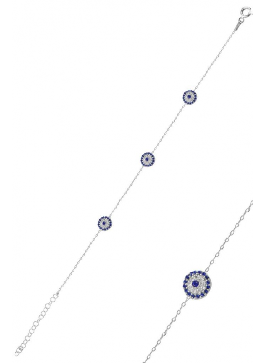 Nazarlık Model Zirkon Taşlı Gümüş Bileklik