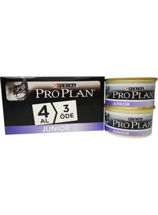 Proplan Junior Tavuklu Yavru Kedi Konservesi 85 gr 4 Al 3 Öde